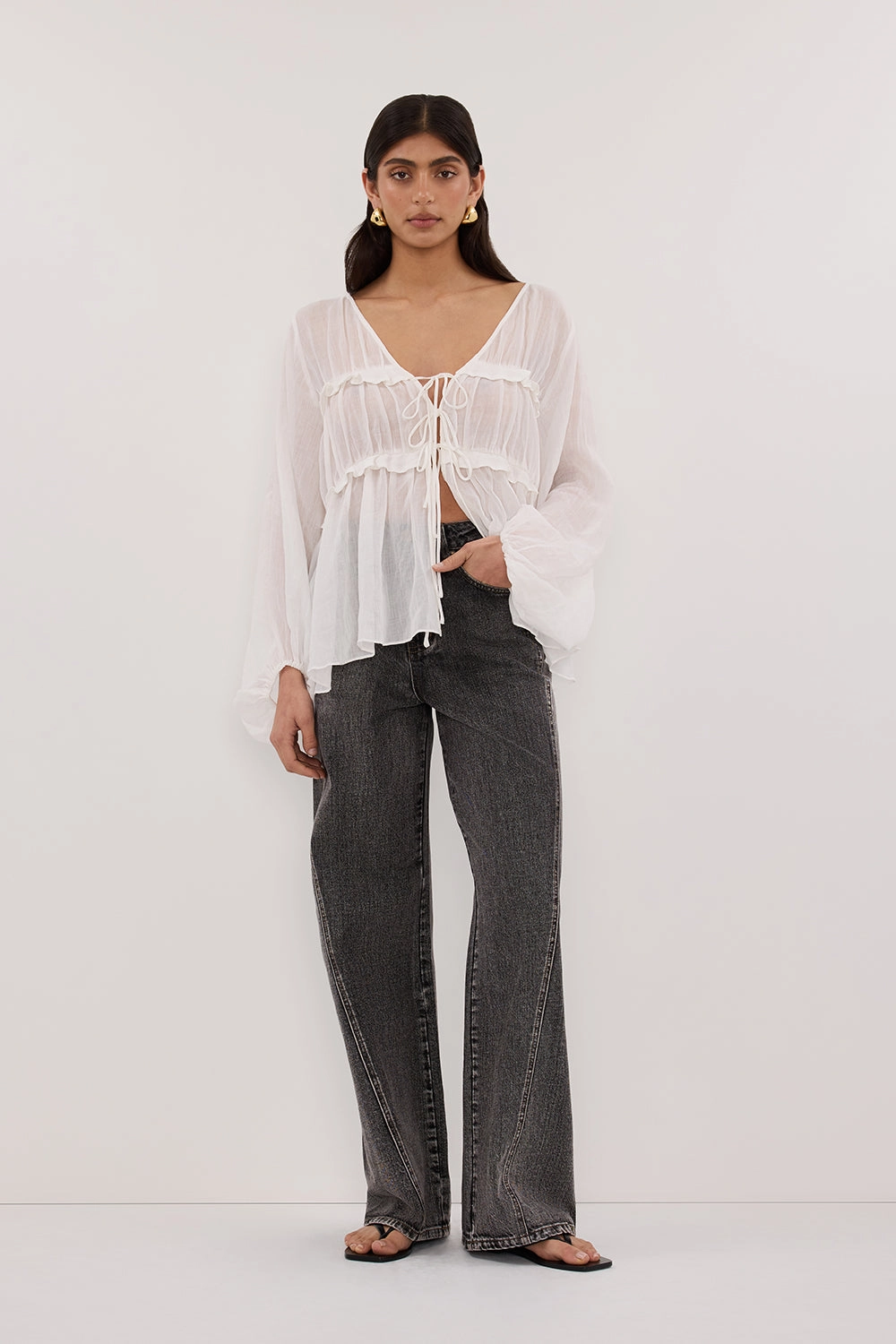 CARSON WASHED BLACK TALL WIDE LEG JEAN Casual Flex