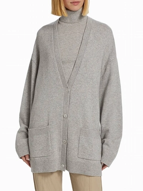 Cashmere Oversized Cardigan In Pearl Mlange Luxe Wear Non Restrictive Cut