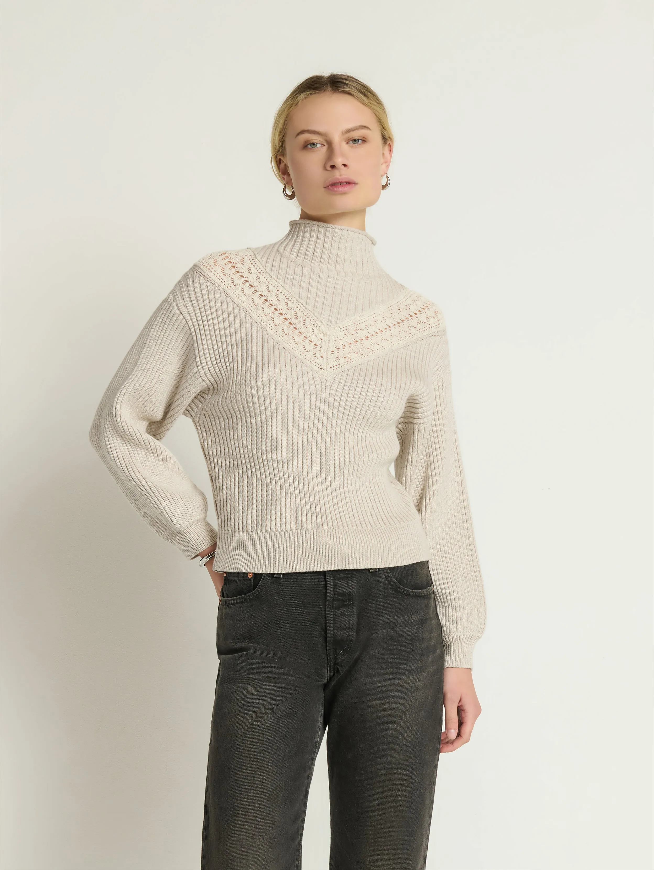 Cassandra Pullover Double Layered Knit Fashion Knit