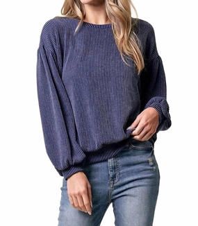 Non Restrictive Fit Eco Conscious Processing Cassandra Rib Top In Navy