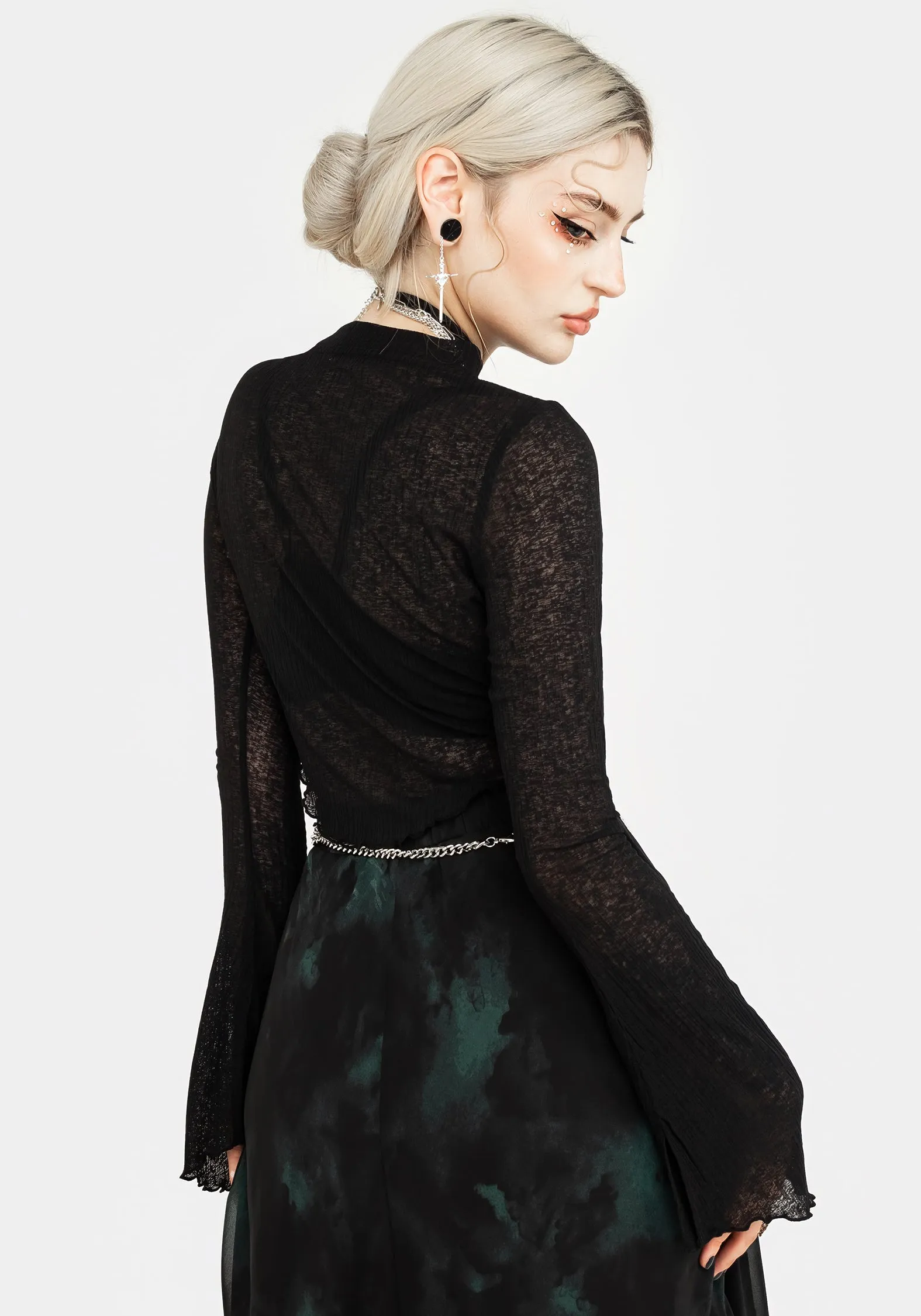 Cassia Jersey Mesh Crop Top Social media Short cuff