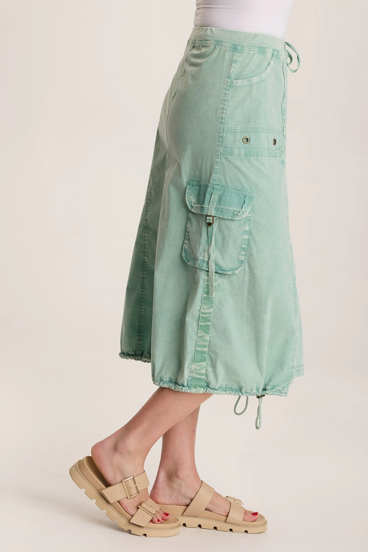 City Wear Thermoregulating Fabric Castalina Poplin Cargo Midi Skirt