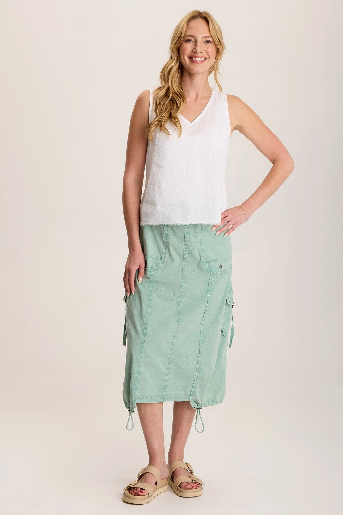 Castalina Poplin Cargo Midi Skirt Clean Aesthetic
