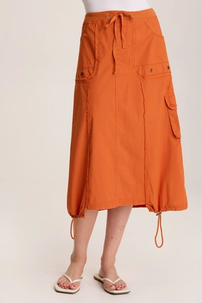 Plus size option Castalina Poplin Cargo Midi Skirt