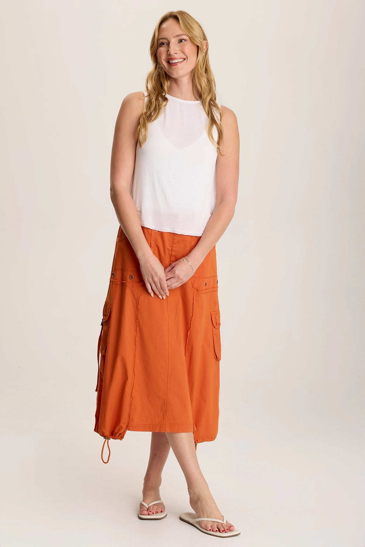 Castalina Poplin Cargo Midi Skirt hypoallergenic material Cotton Rich