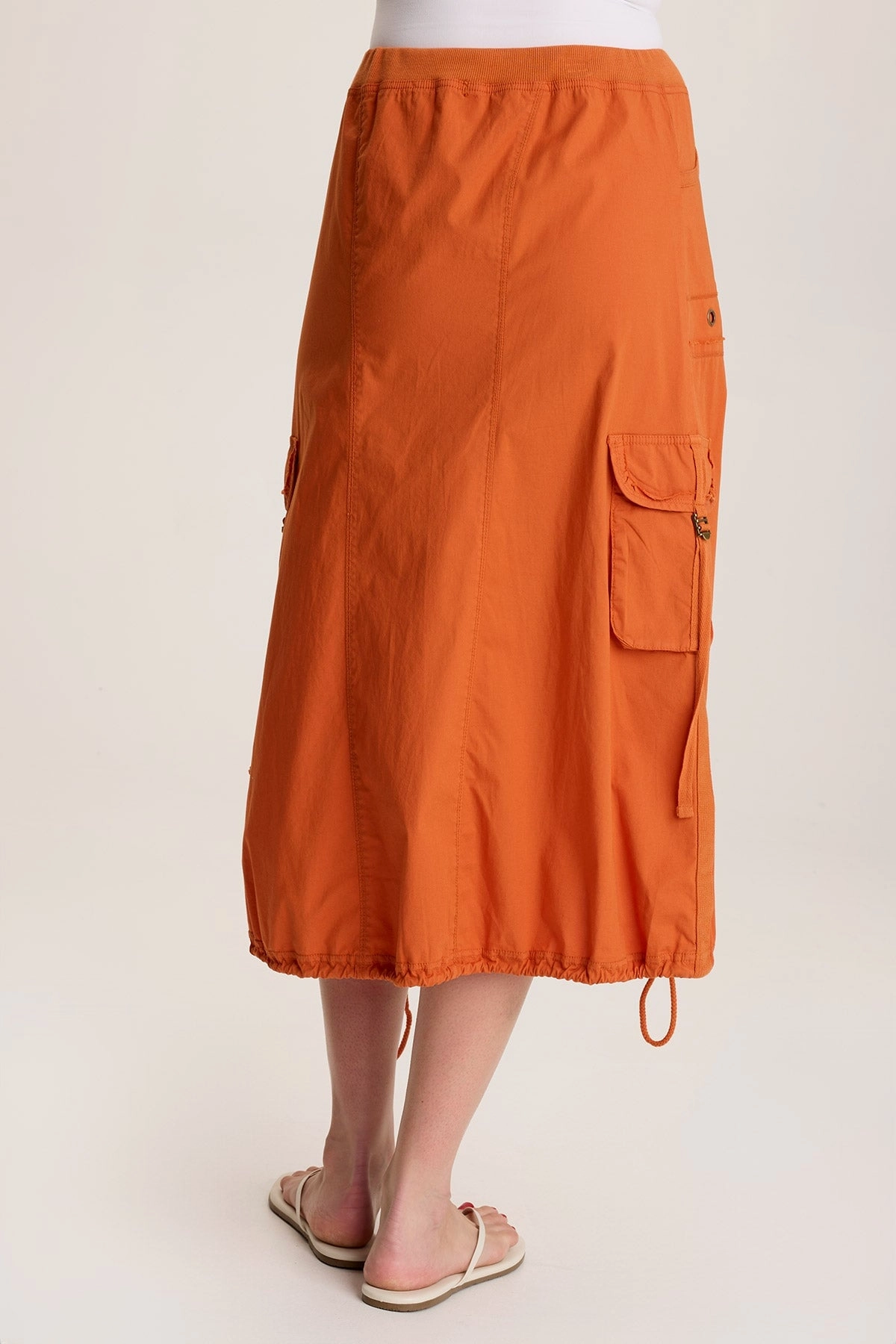 Light Edge Layered Hem Castalina Poplin Cargo Midi Skirt