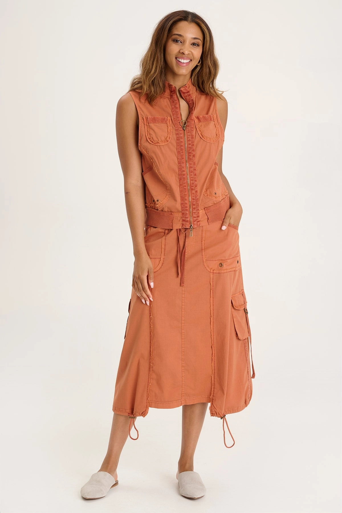 Castalina Poplin Cargo Midi Skirt Weekend Fashion