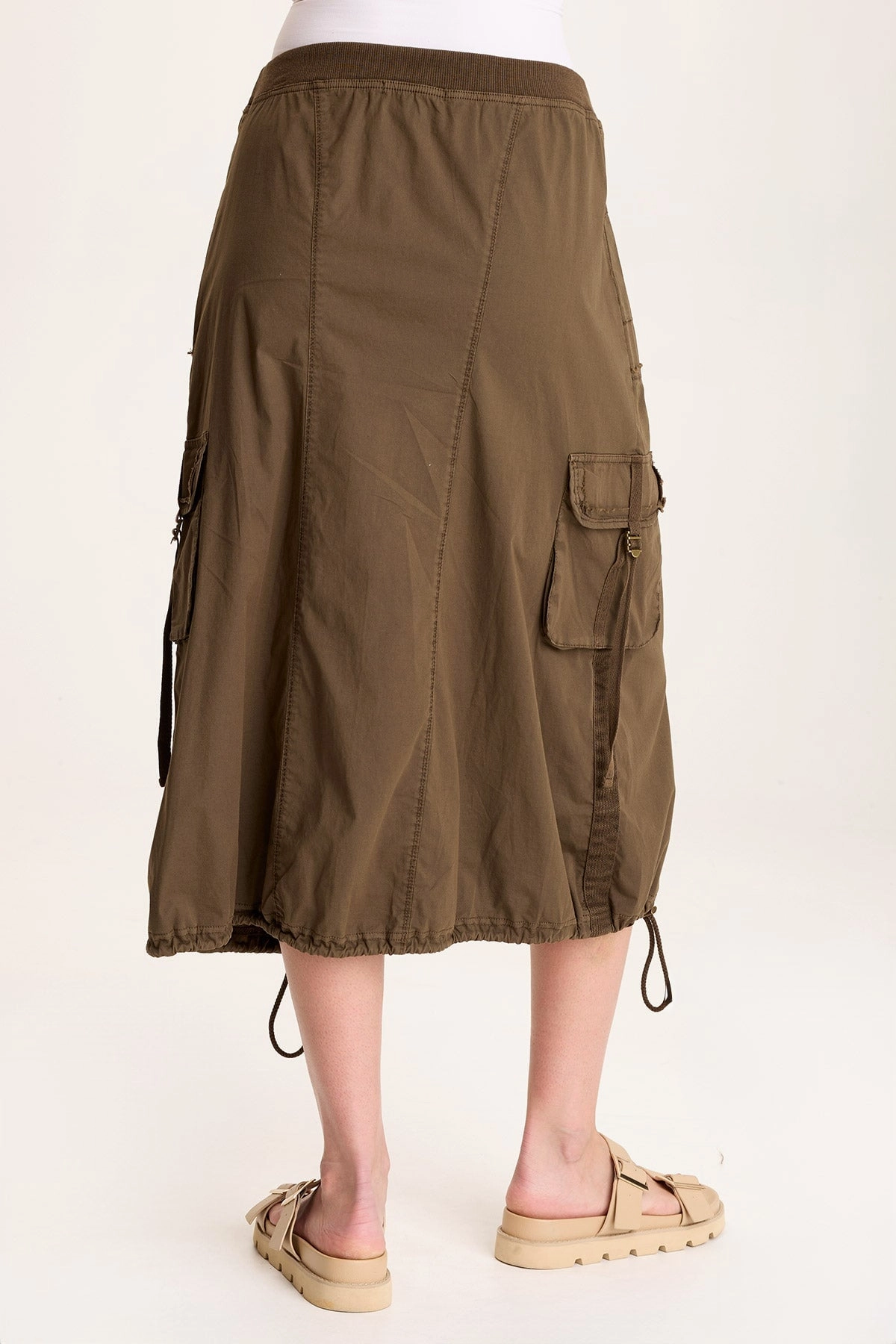 button detail Castalina Poplin Cargo Midi Skirt