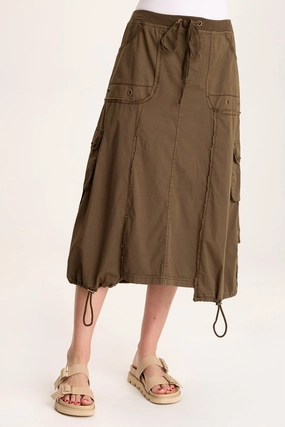 Side Slit Castalina Poplin Cargo Midi Skirt