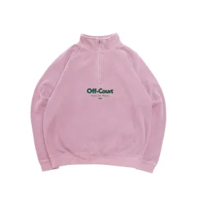 Vice 84 'Off-Court GSM' Washed 1/4 Zip Sweater - Pink Plush Interior Cold Weather Must-Have