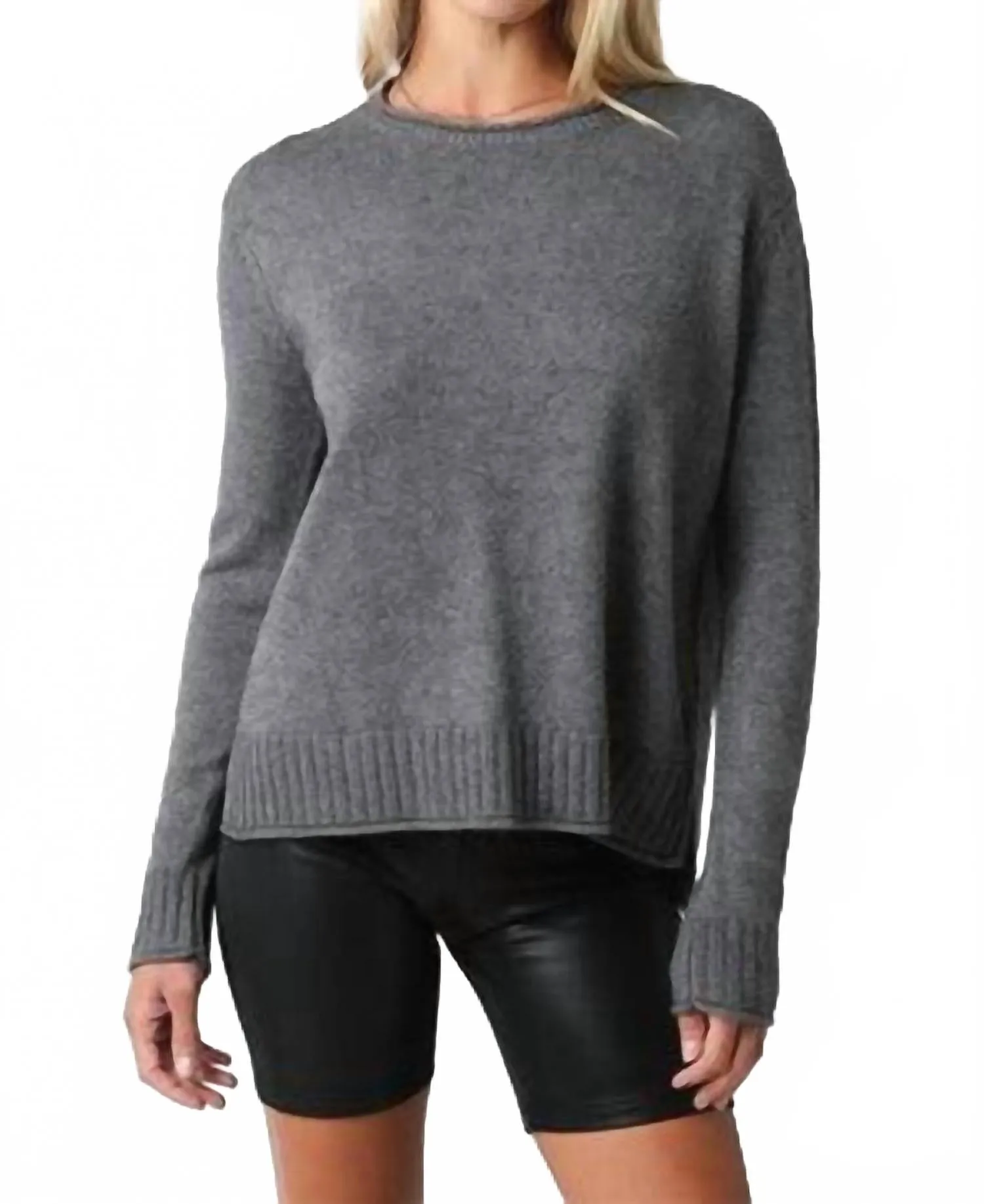 Grey Long Leeve Sweater Cold Weather Outfit Chilly Wardrobe