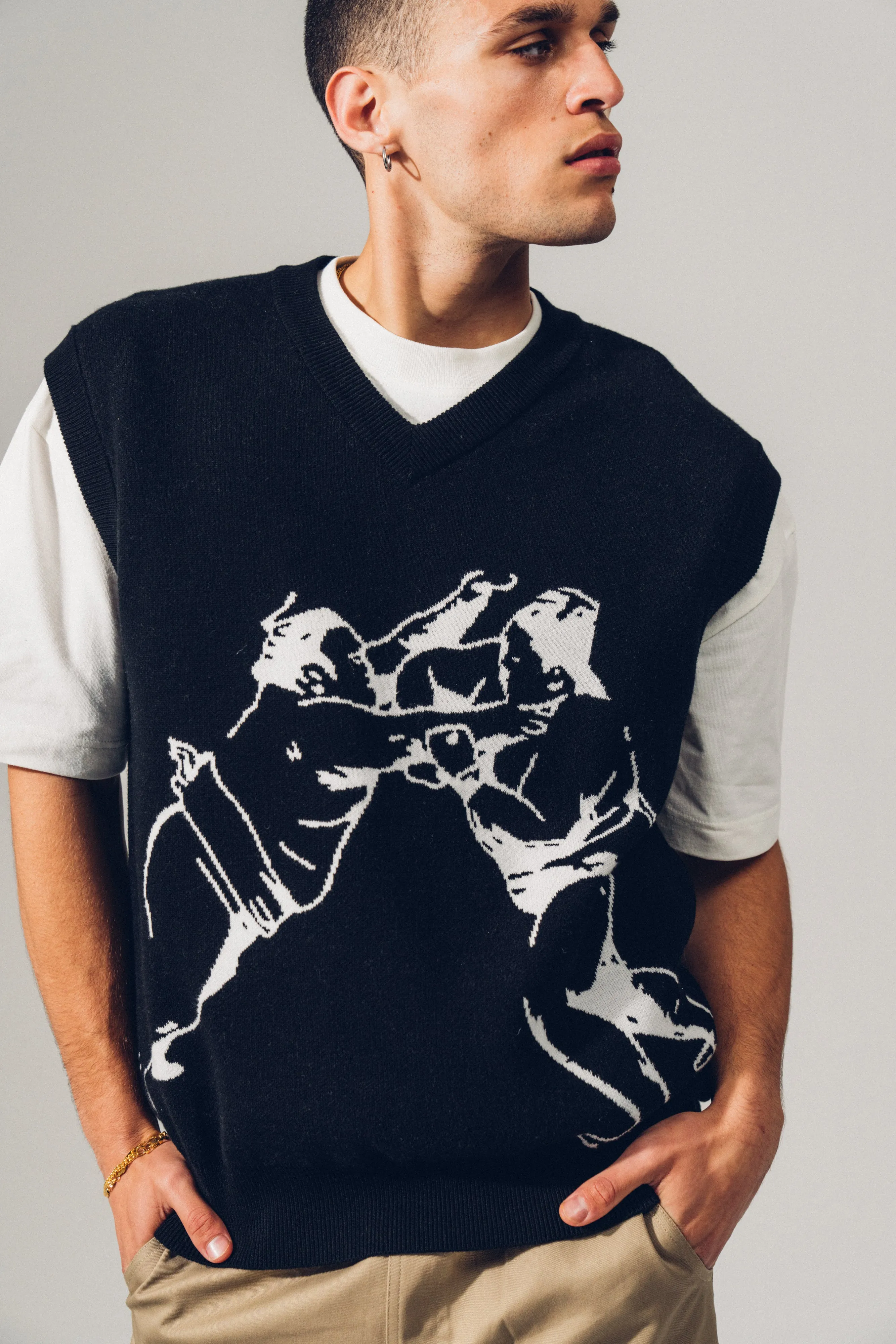 A Thousand Futures 'Sumo' Knit Vest - Black Knit Outfit Warm Outfit