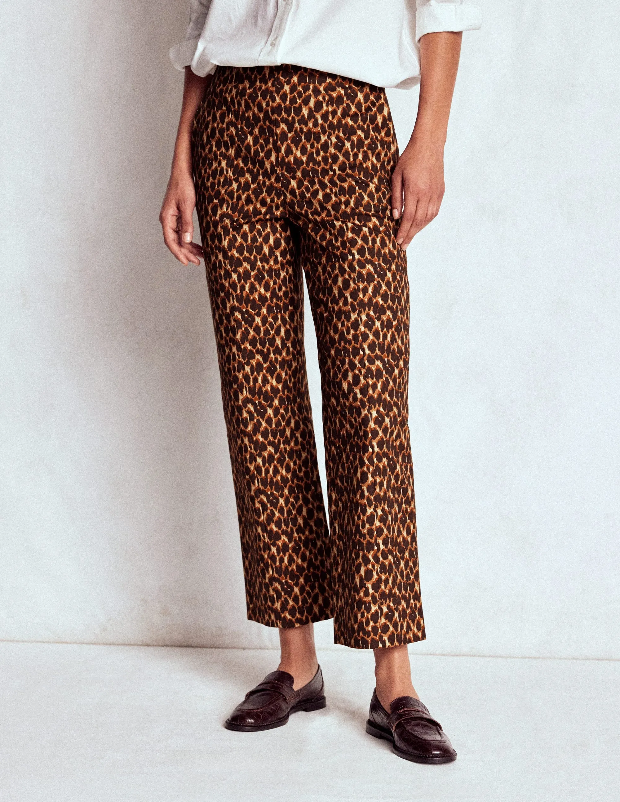 Smart 7/8 Trousers-Multi, Abstract Leopard Laser Cut Edges