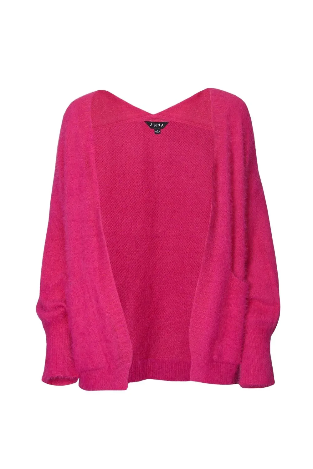Solid Long Sleeve Cardigan In Hot Pink Snuggly Knit