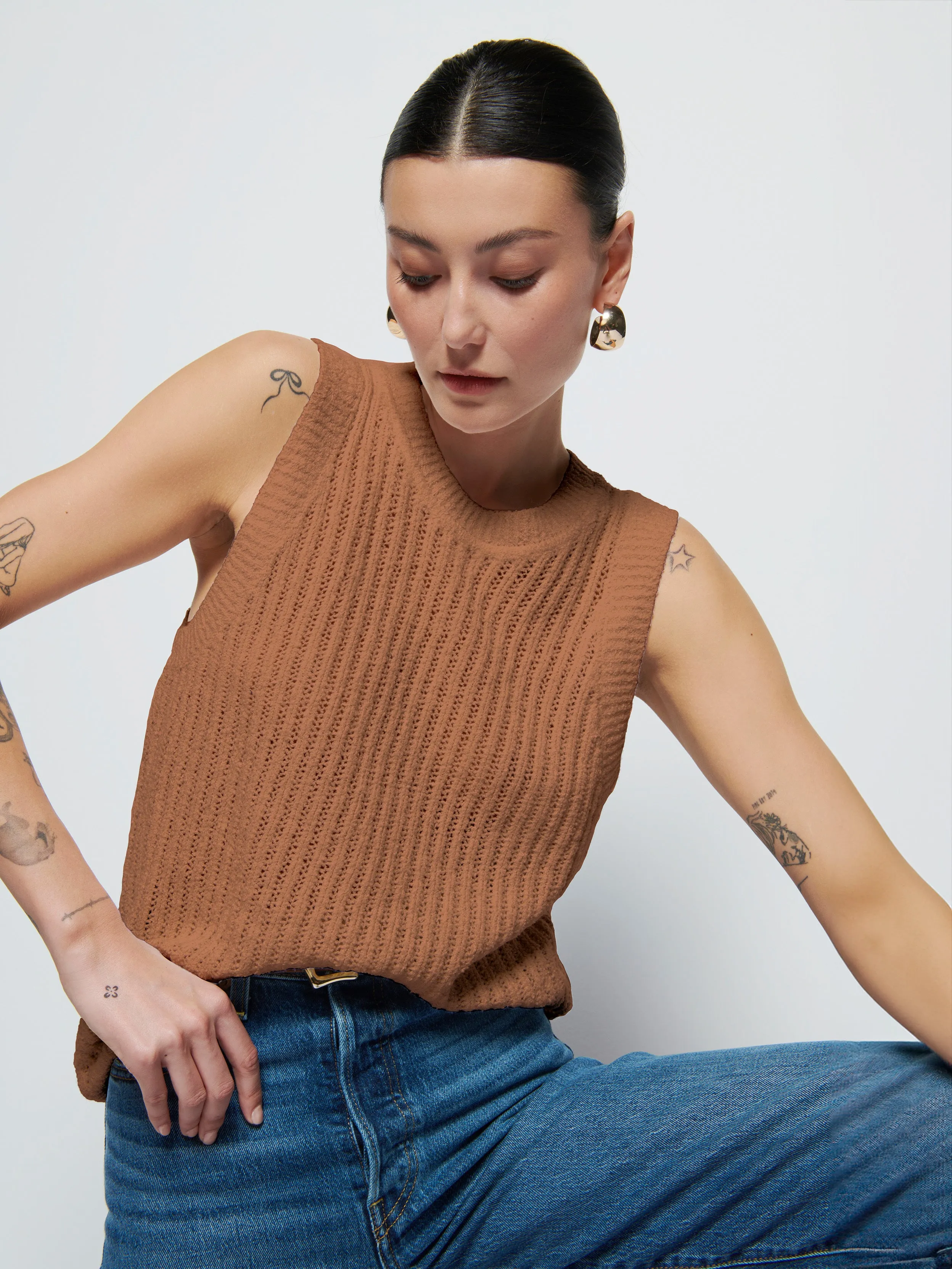 Elliana Knit Tank Cold-Weather Layer Cozy Midweight Fabric