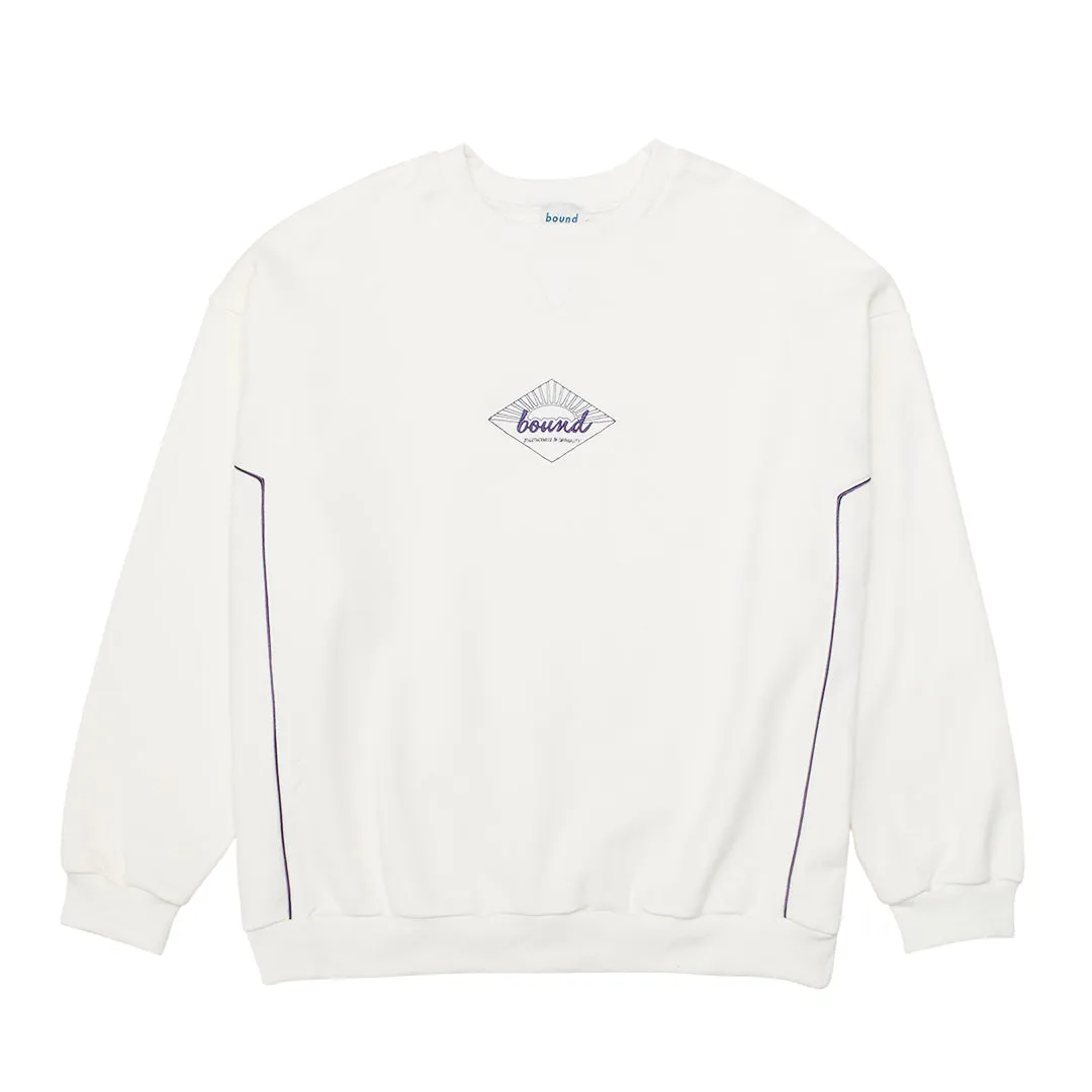 Knitted Look bound Sunrise Sweater - Ecru/Purple