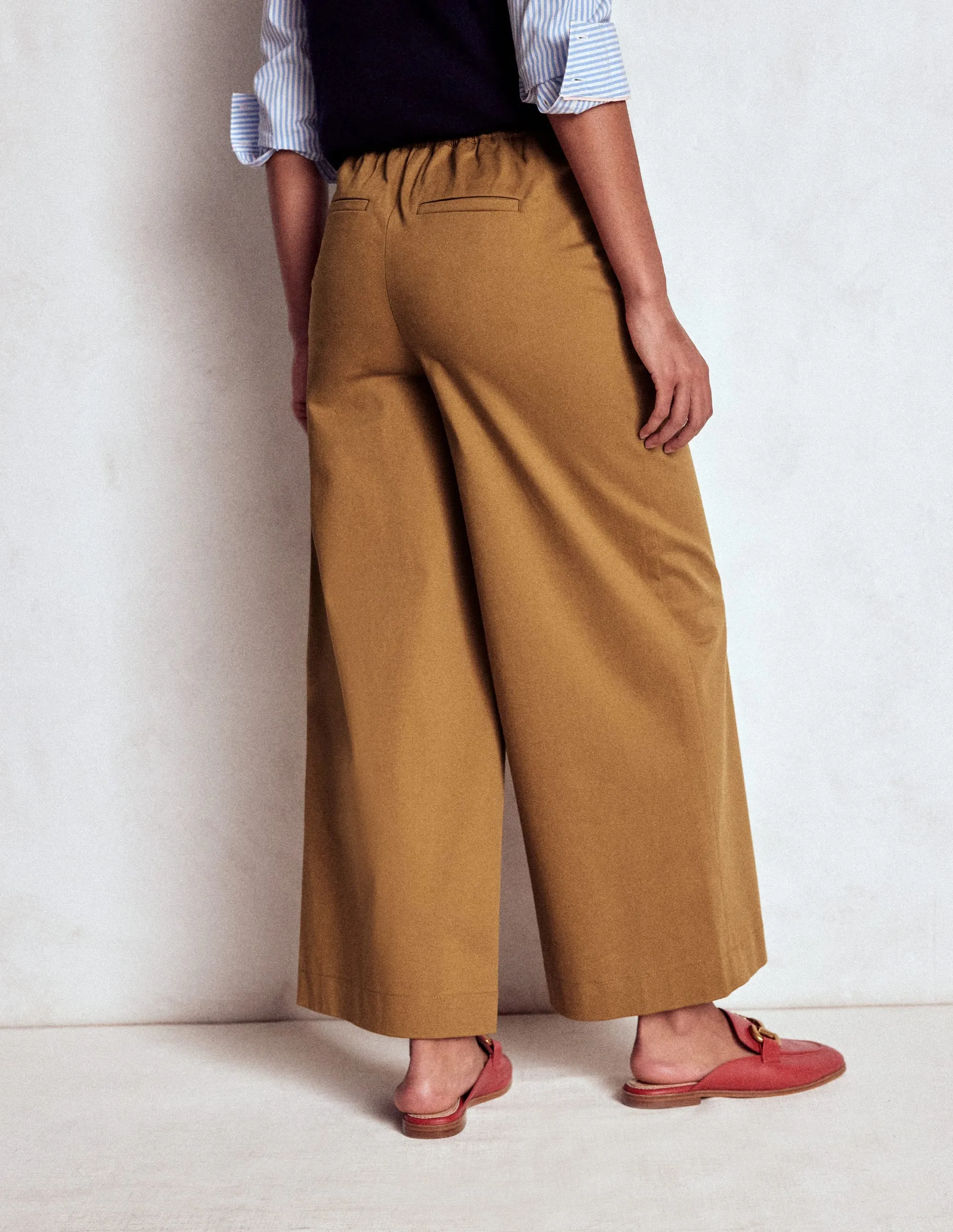 Pull-on Cropped Trousers-Hazelnut Brown Recycled Polyester