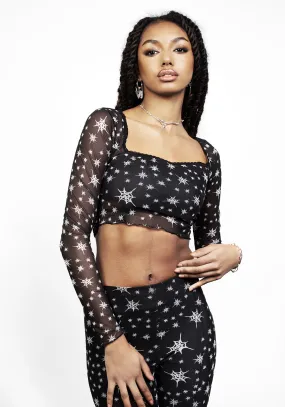 ENSNARE LACE TRIM MESH TOP Photo