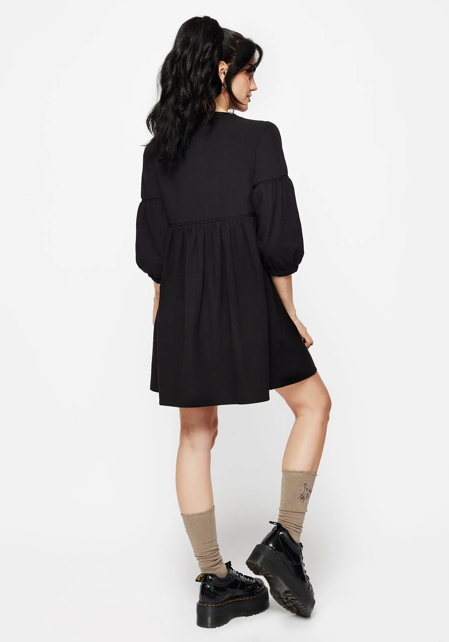 Subtle Flow Marigold Cotton Button Up Smock Mini Dress