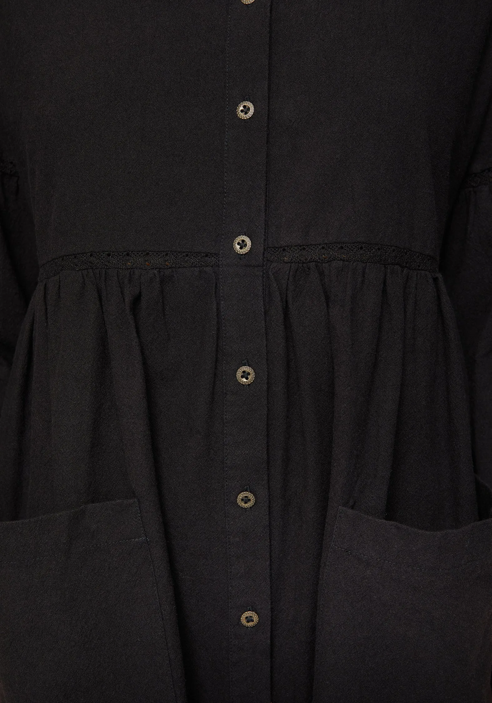 Marigold Cotton Button Up Smock Mini Dress Trendy Wear