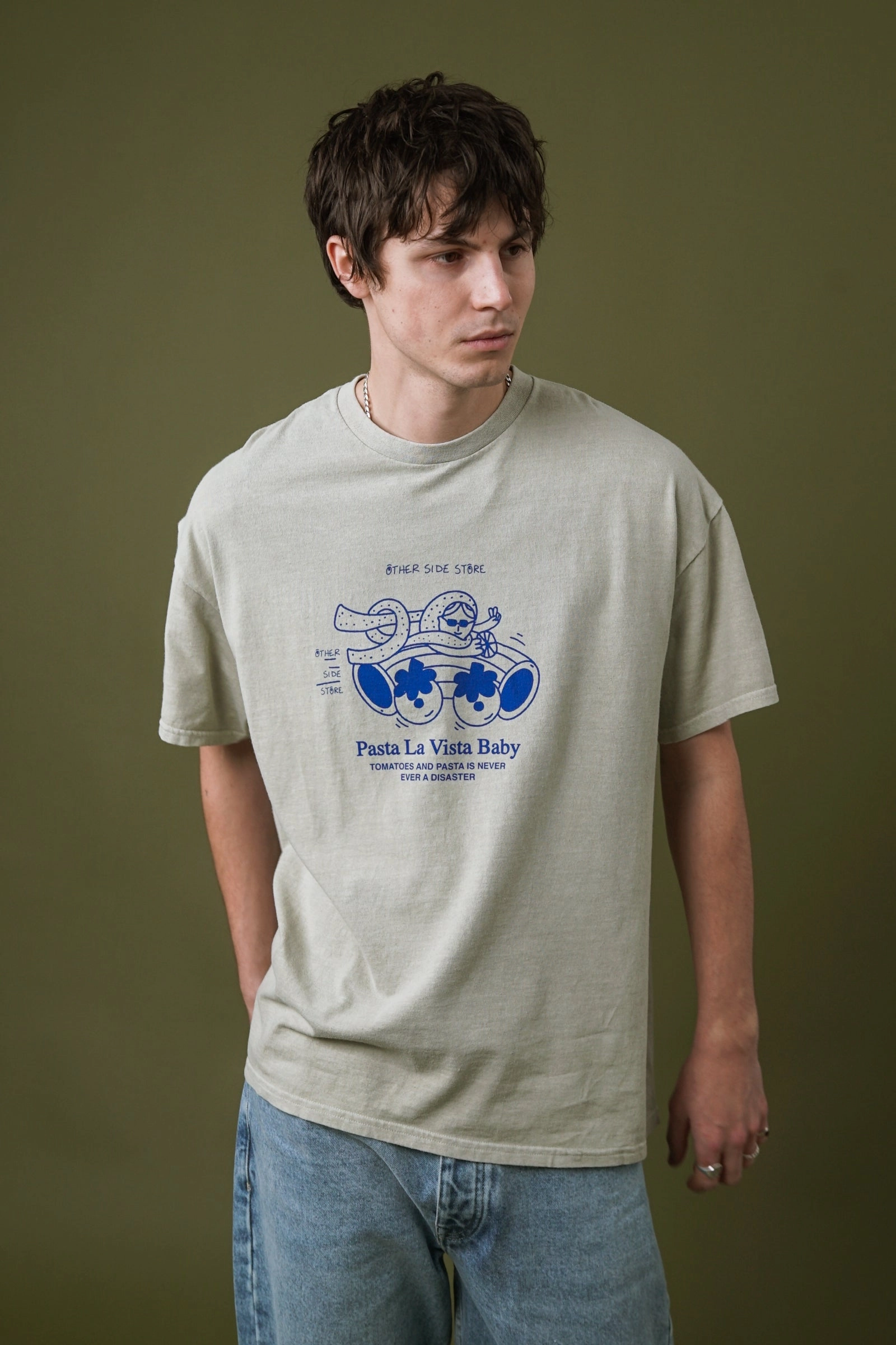 Other Side Store 'Pasta La Vista' Vintage Washed Tee - Ecru Weekend Wardrobe