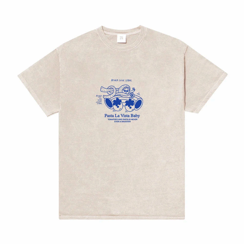 Hygroscopic Fiber Other Side Store 'Pasta La Vista' Vintage Washed Tee - Ecru