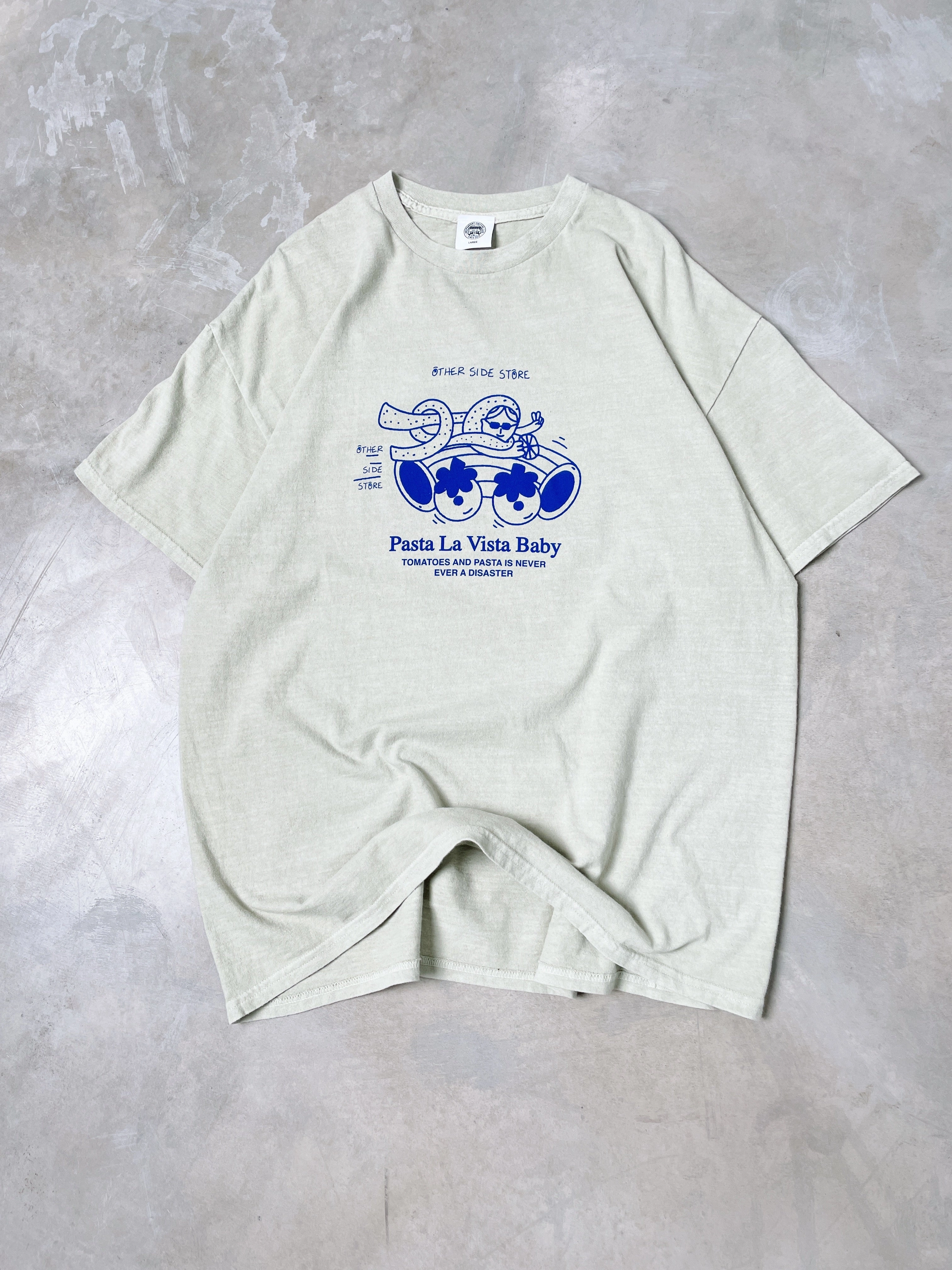 Other Side Store 'Pasta La Vista' Vintage Washed Tee - Ecru Anti-static monochromatic