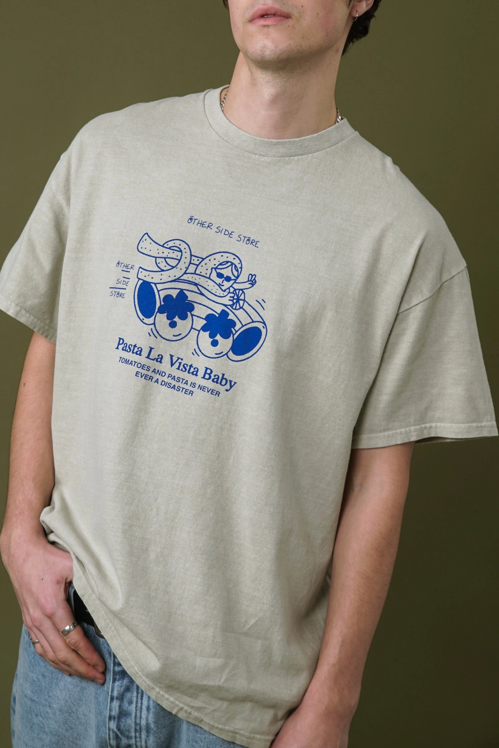Other Side Store 'Pasta La Vista' Vintage Washed Tee - Ecru budget-friendly Classic Color
