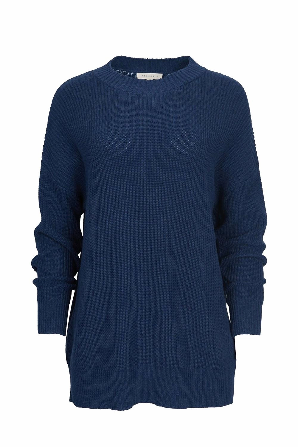 Ribbed-Knit Cotton Sweater In Navy Seasonal Layering Cozy Fitting