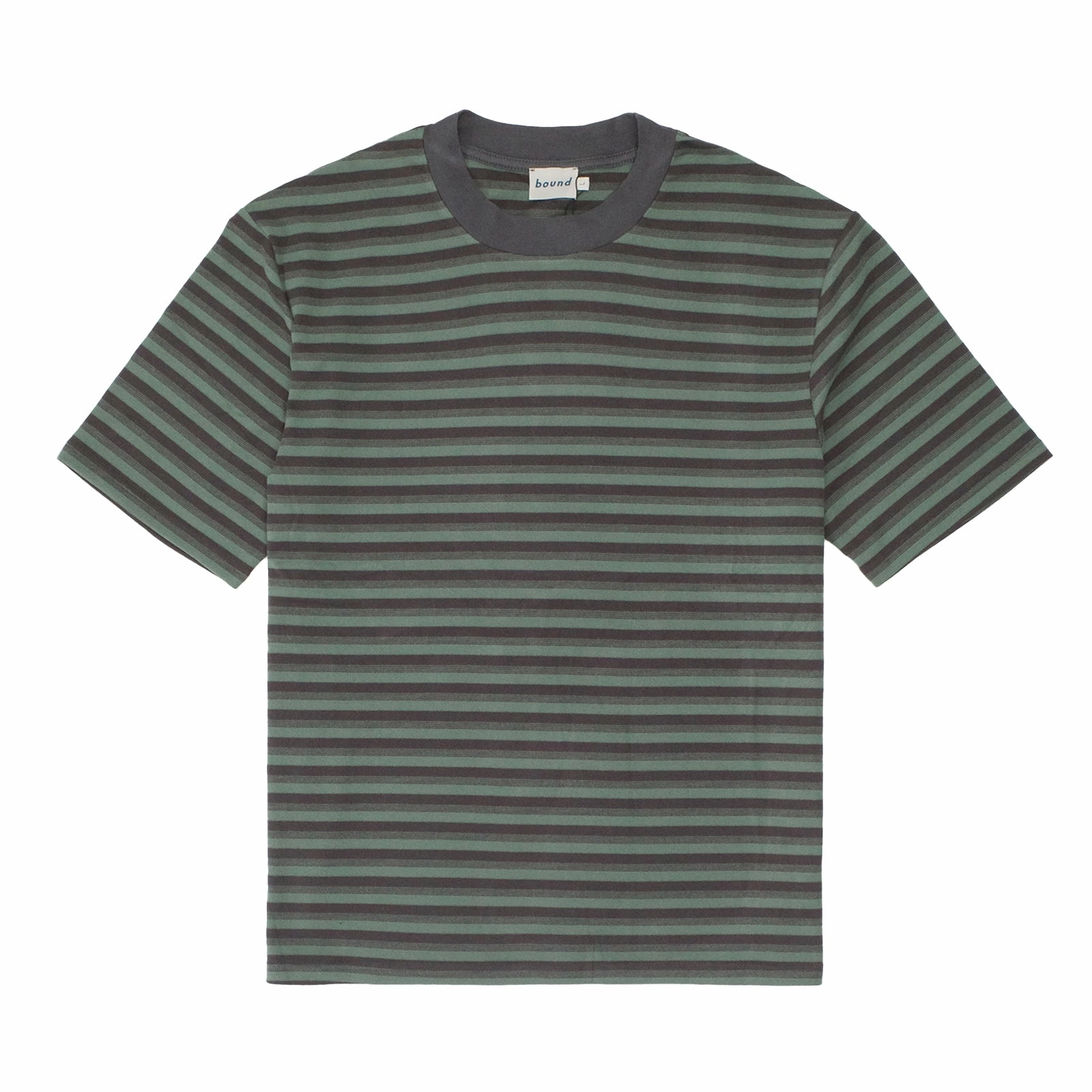 Practical Design Light and Breathable bound Peached Stripe Tee - Charcoal & Sage