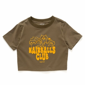 (ZT1409) Hairballs Club Graphic Cropped Tee perfect for all-day wear Non Iron Fabric