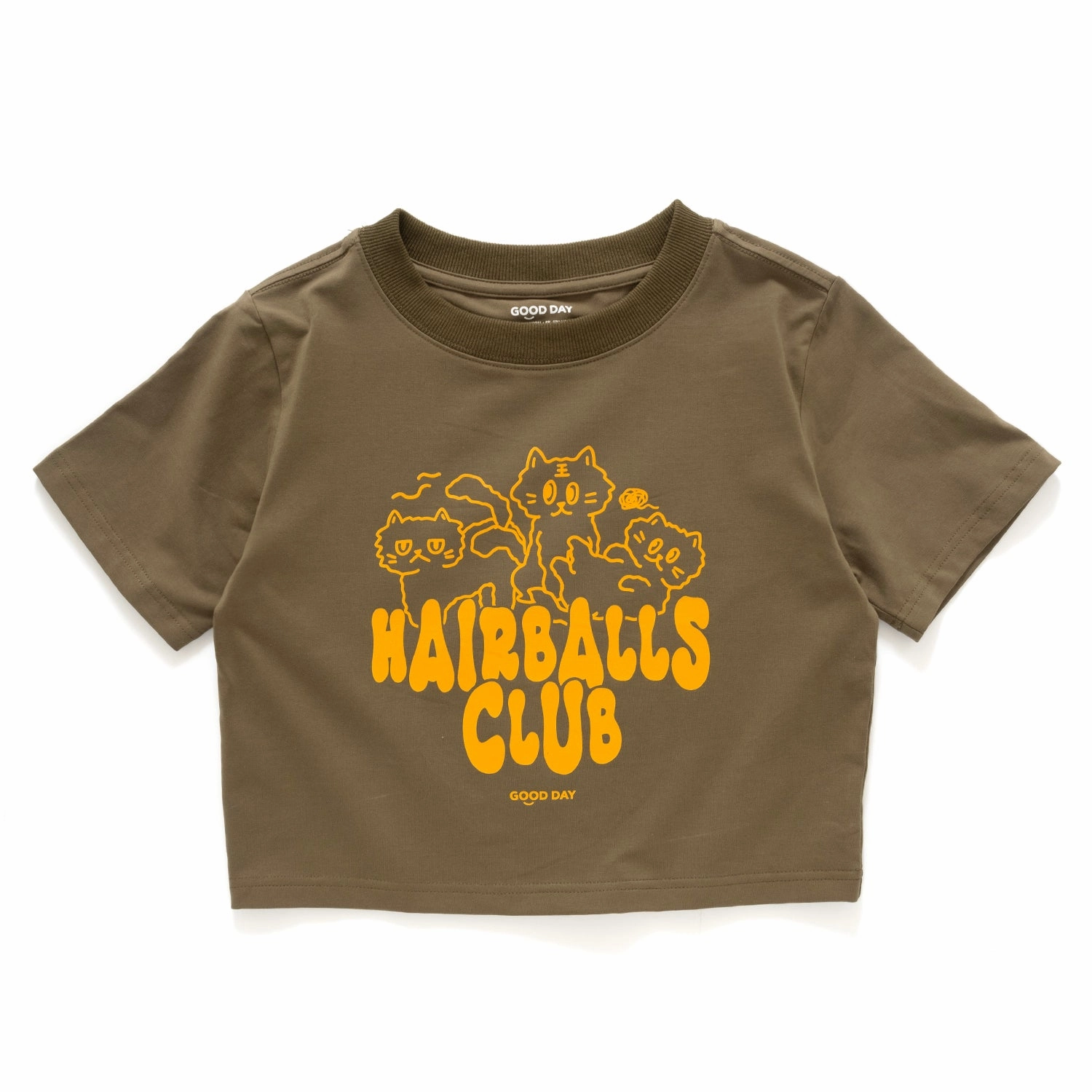 (ZT1409) Hairballs Club Graphic Cropped Tee perfect for all-day wear Non Iron Fabric