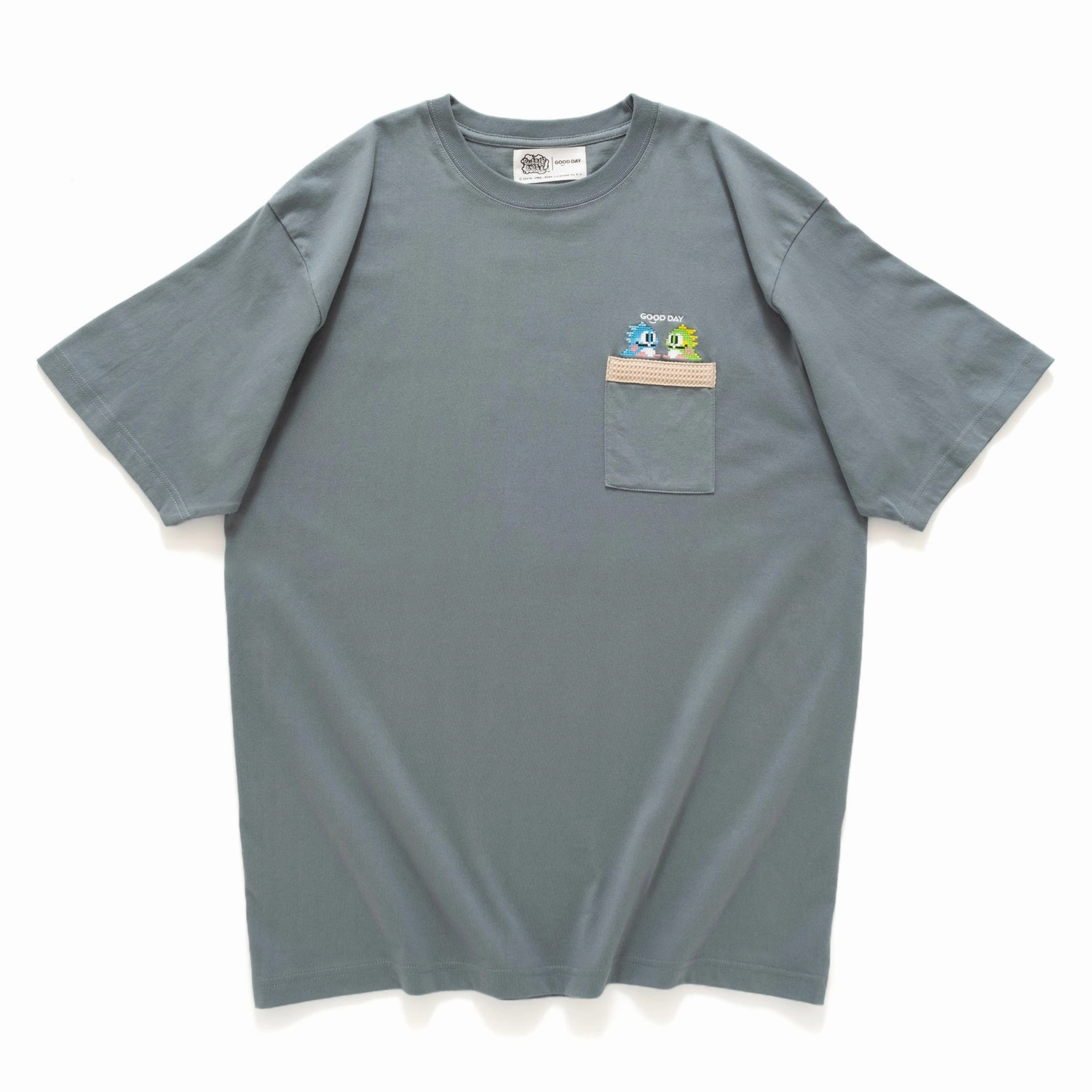 Stylish Layer Look Comfortable fit (EX456) Graphic Embroidery Pocket Tee