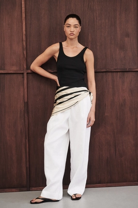 FRAN WHITE LINEN PANT Reflective Trim
