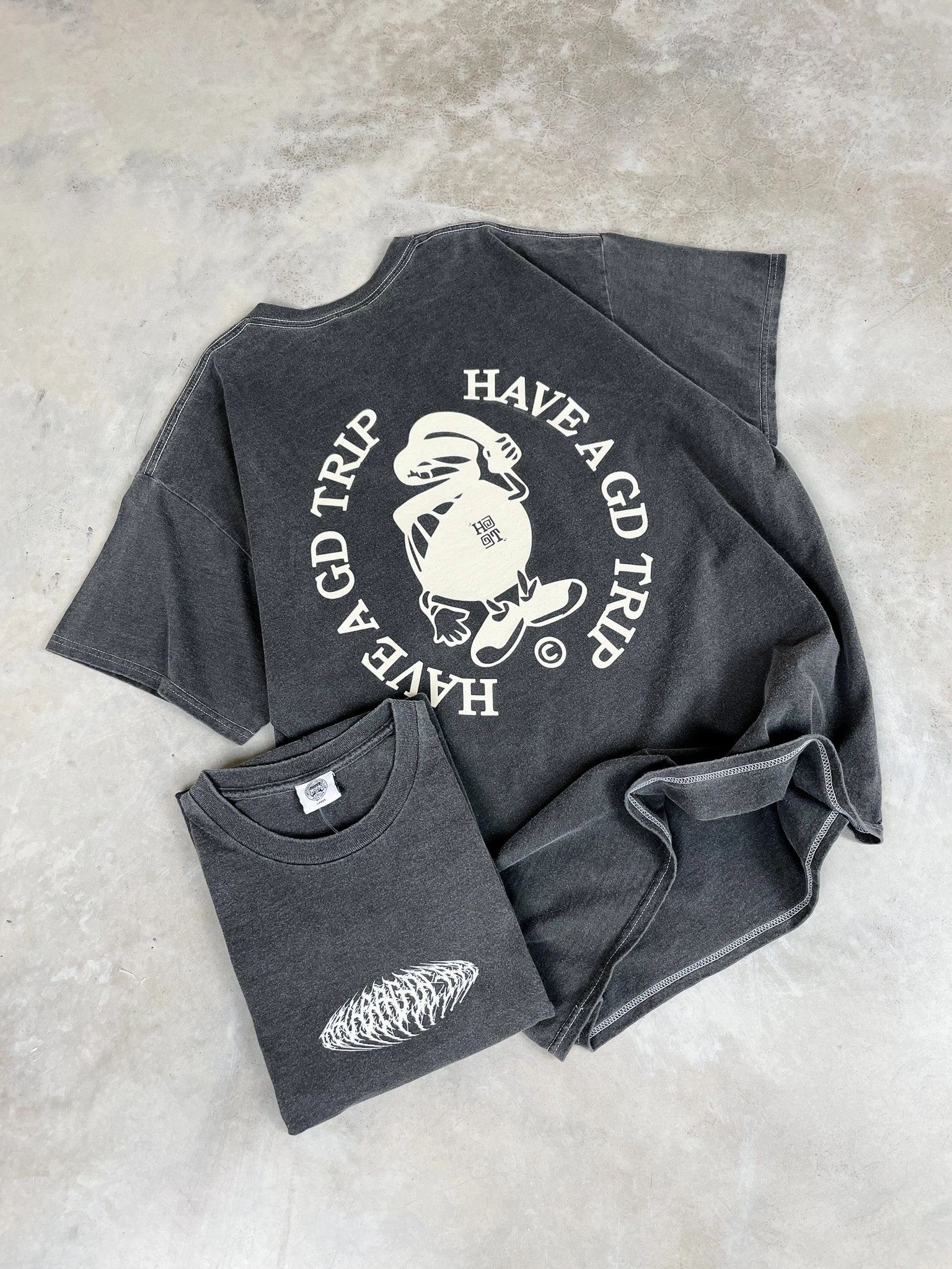 HAVE A GD TRIP 'Metal' Vintage Washed Tee - Charcoal Sporty and Stylish FlexibleKnit
