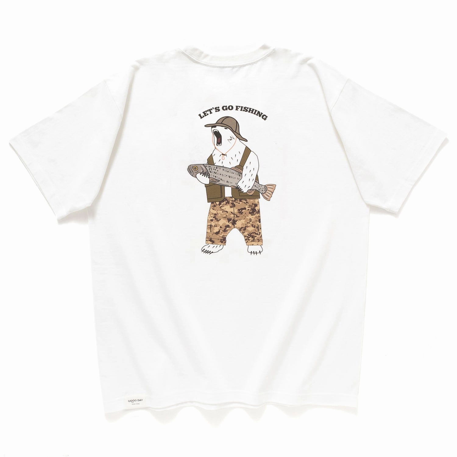 Versatile Top (ZT1404) Let's Go Fishing Graphic Embroidery Tee