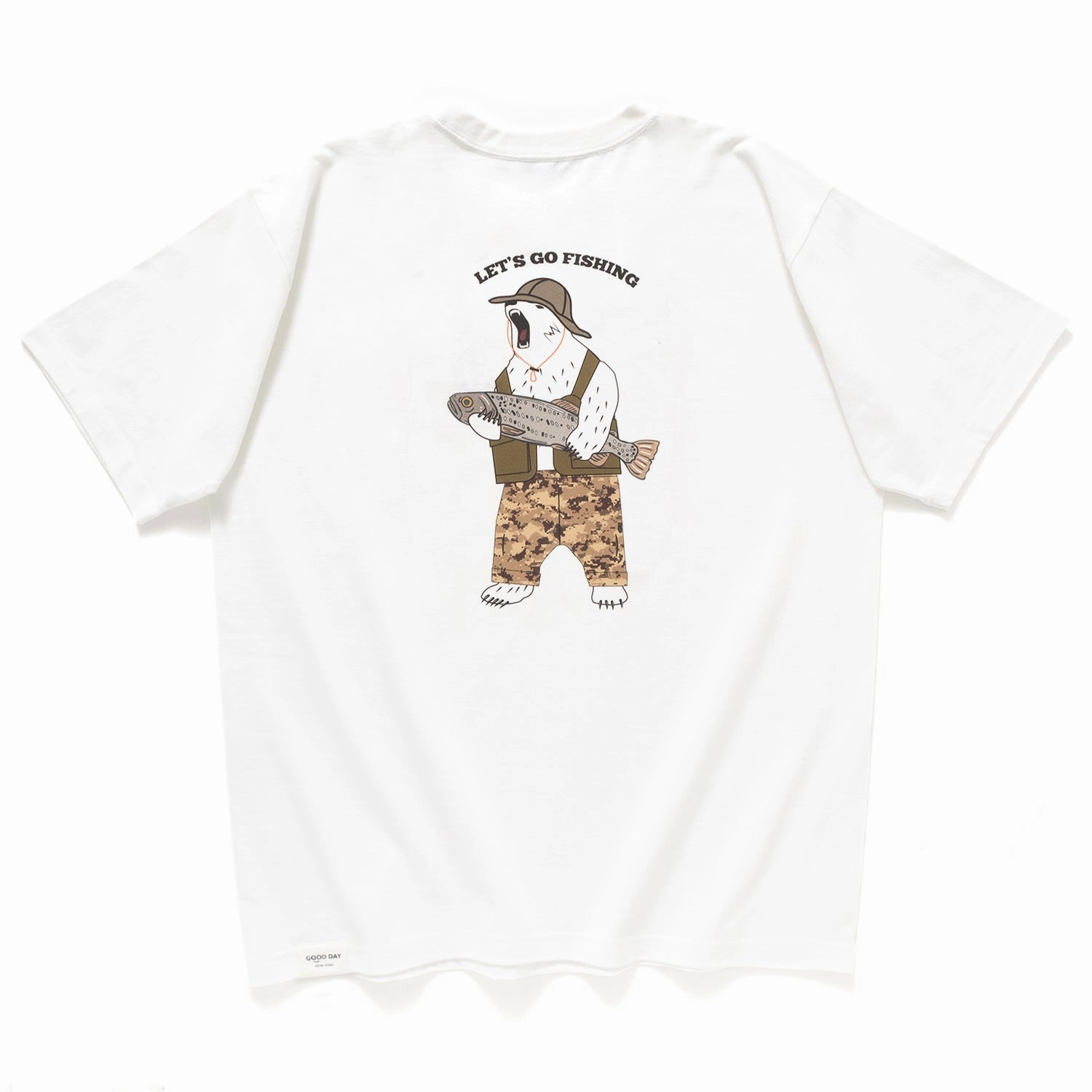 Relaxed Wearable (ZT1404) Let's Go Fishing Graphic Embroidery Tee