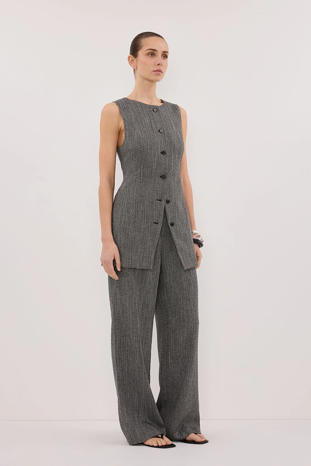 MANHATTAN CHARCOAL TWEED PANT Sustainable Material Blend