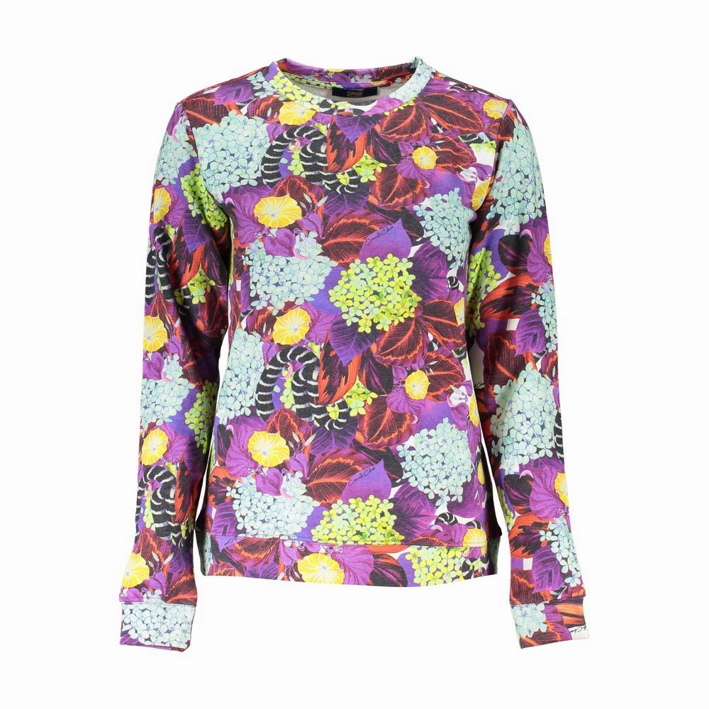 Side Slit Design Cavalli Class Elegant Crew Neck Women's Sweater