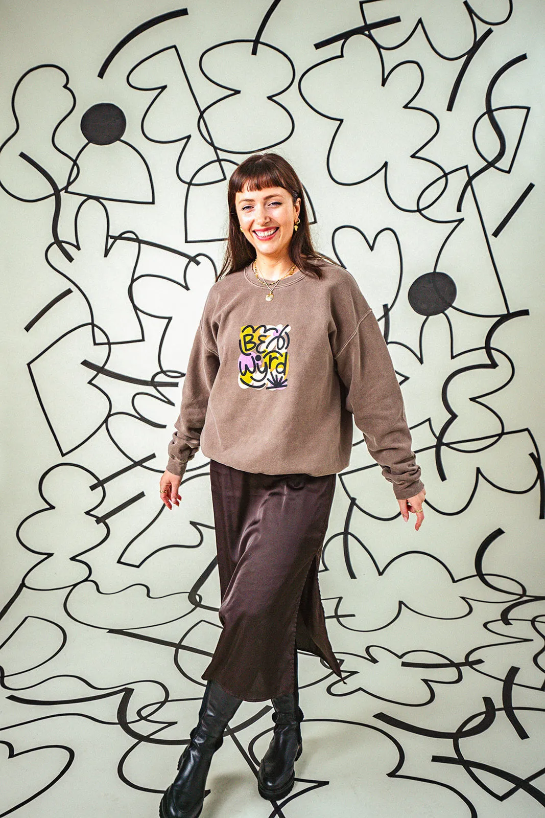 elegant design C.D x UN:IK 'Be Wyrd' Washed Sweater - Chocolate