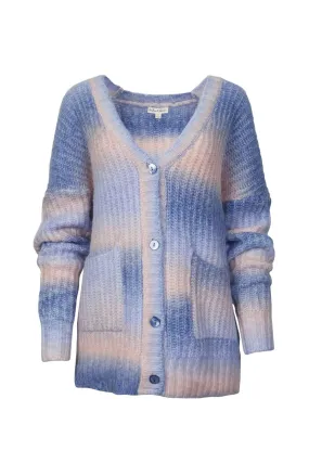 Breathable Open Weave Cozy Fitting Celeste Cardigan In Blue