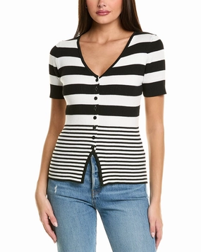 Casual Chic Fine Gauge Knit CELESTINE SEI Rib Wool-Blend Cardigan
