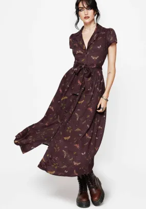Celia Moth Printed Midaxi Shirt Dress Flattering Fit Wear