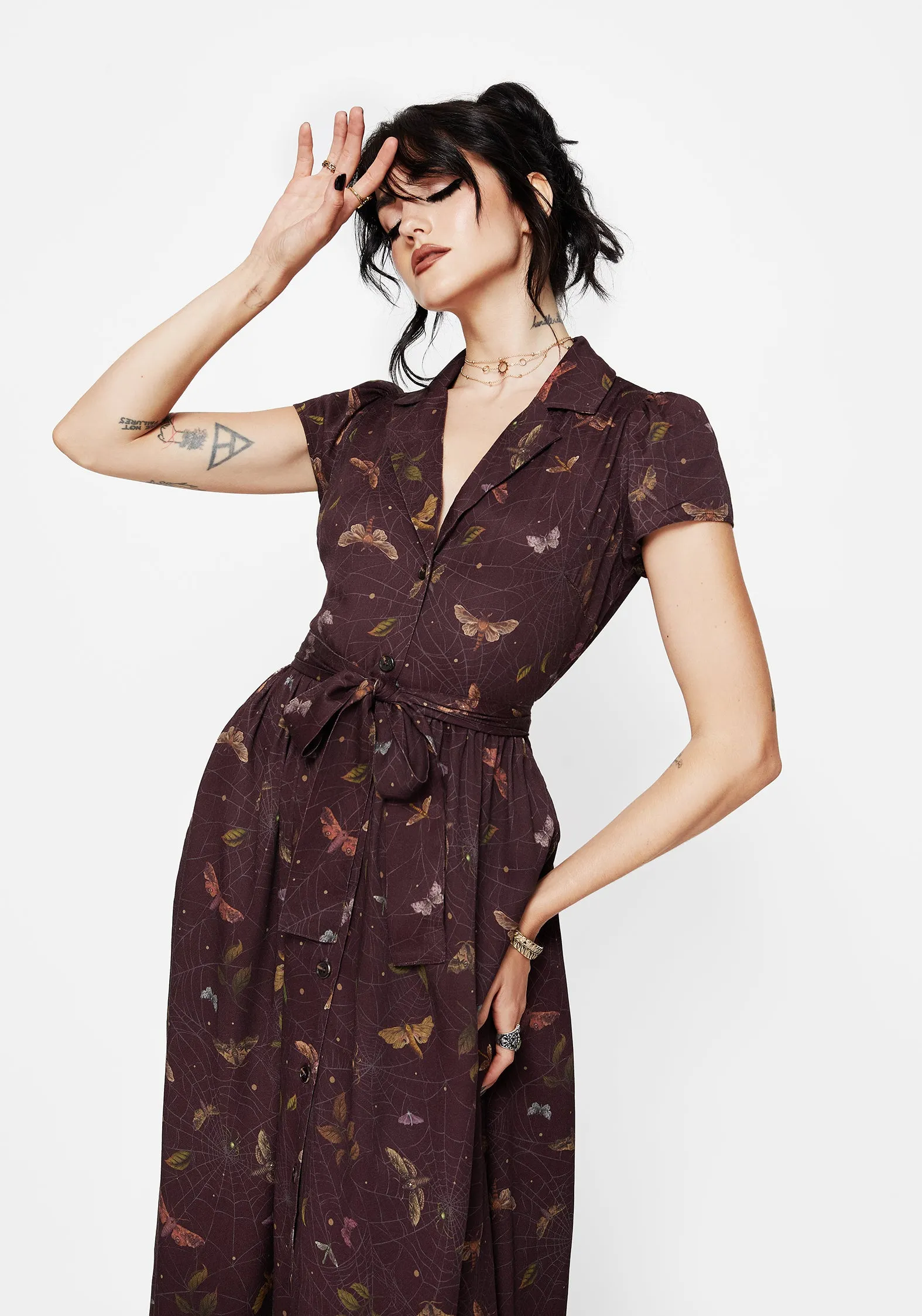 Celia Moth Printed Midaxi Shirt Dress Fashion-forward day dress