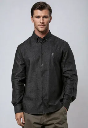 Comfortable fit Two Tone Stitching CHAMBRAY BUTTON DOWN SHIRT CHARCOAL