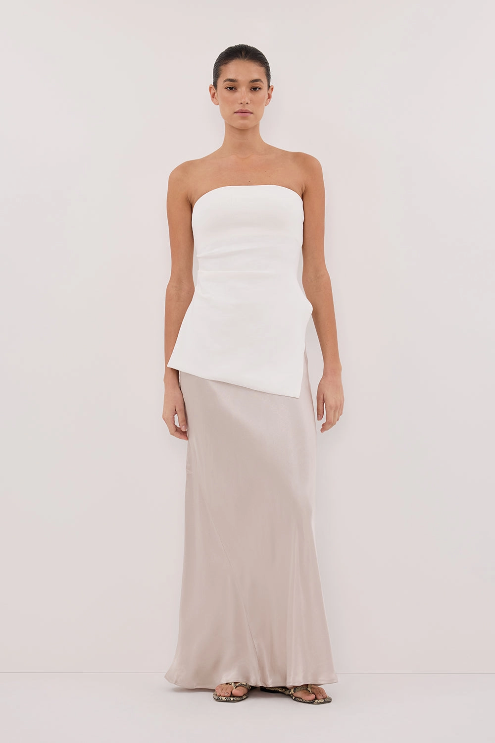 Fast fashion Tiered Layers CHARLI CHALK SATIN MAXI SKIRT