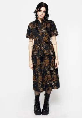 Cozy Texture Underworld Cotton Midi Shirt Dress