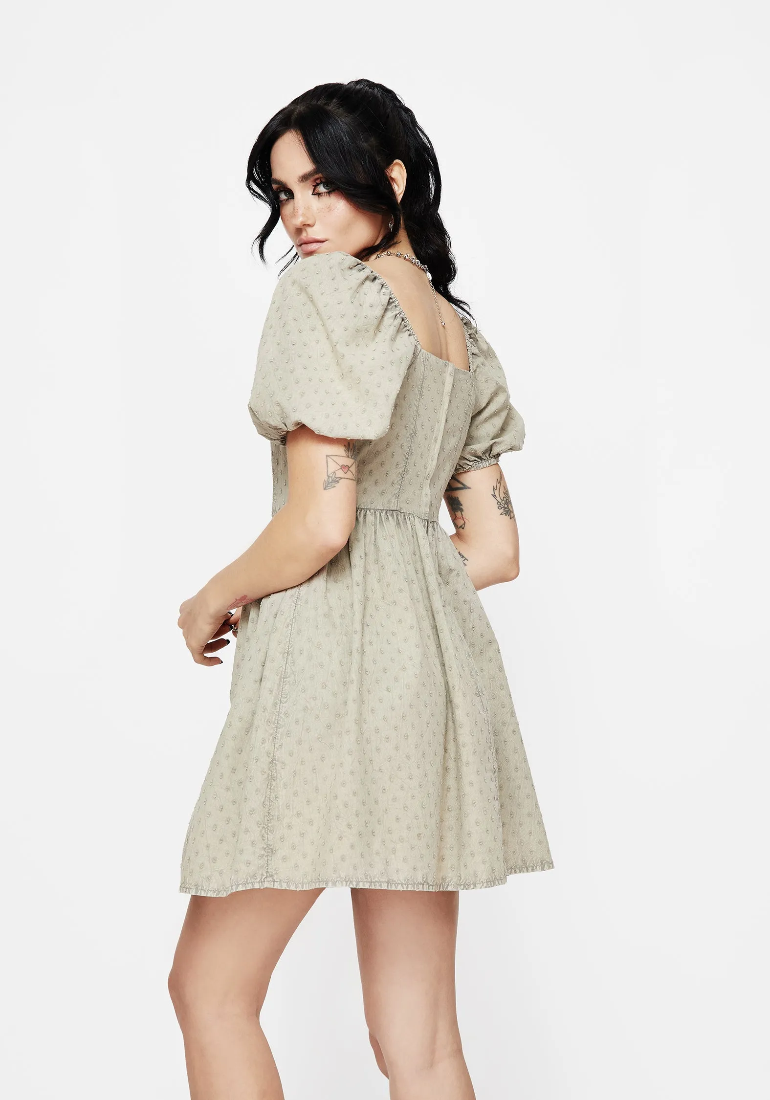Caustic Cotton Frill Mini Dress Dreamy Simplicity Fluid Shape