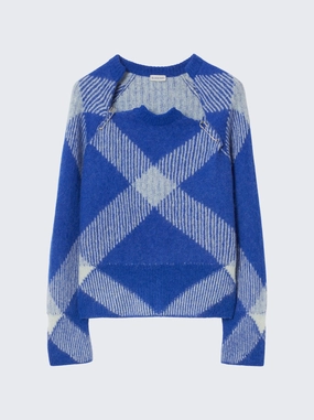Check Alpaca Wool Blend Sweater Outdoor Comfort Simple Knit