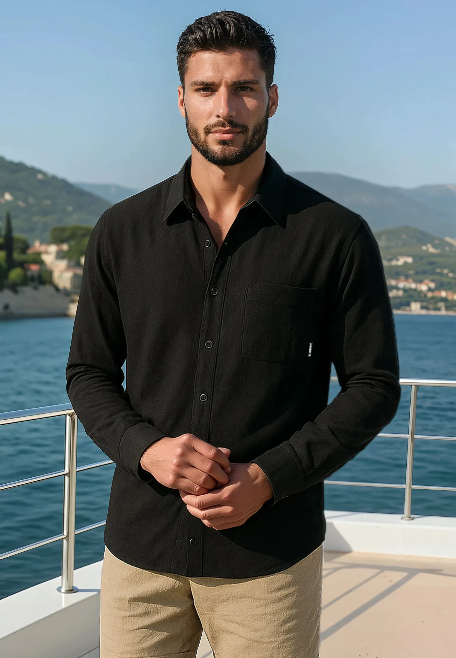 MONACO LONG SLEEVE HOLIDAY SHIRT MIDNIGHT Fall Fashion Military Inspired